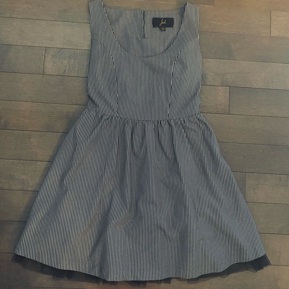 Vintage Jack by BB Dakota Fit and Flare Pinstripe Dress w Black Tulle - Size S